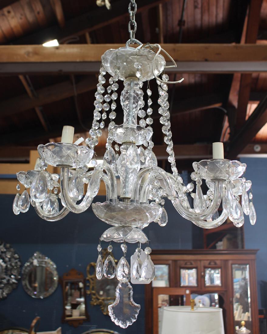 Crystal five-light chandelier, the bobeches hung with (1 of 1)