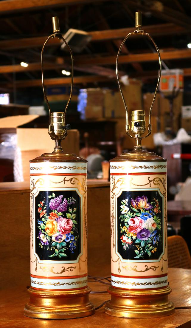 Pair of continental partial gilt porcelain table lamps (1 of 1)