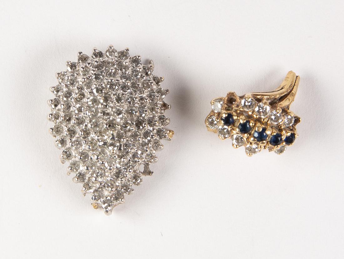 Diamond, sapphire and yellow gold jewelry parts (1 of 2)