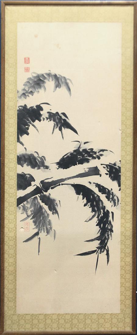 Japanese panel of sumi-e, ink  on paper (1 of 3)