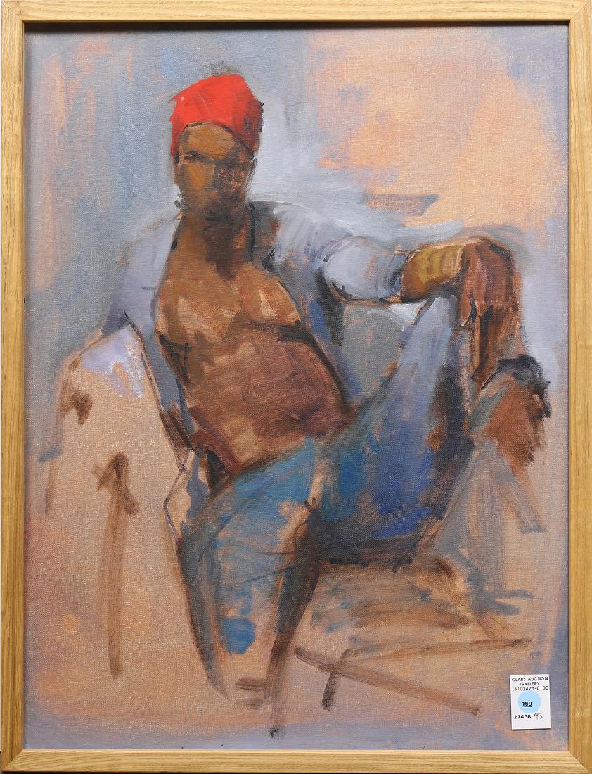 Painting, Seated Man with Red Fez Posing (1 of 1)