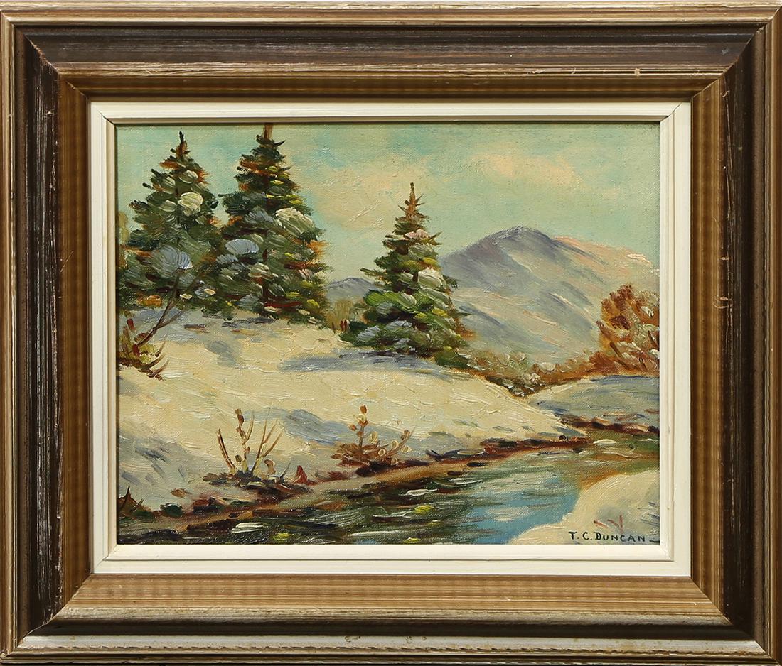 Painting, Mountain River Snow Scene (1 of 1)