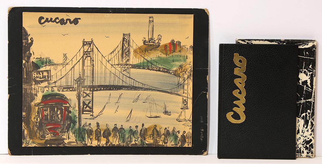 Print and Book, Pascal Cucaro: (lot of 3) Pascal Cucaro (American, 1915-2004), San Francisco, offset print, signed in print upper left, Untitled (Self Portrait), offset print, signed in print lower left, and a signed copy of book "