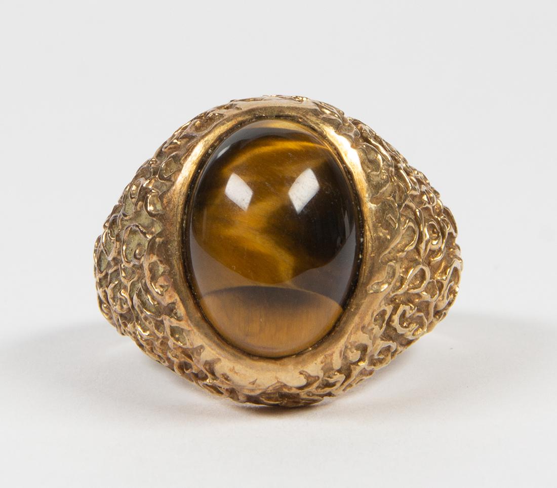 Tiger's eye and 10k yellow gold ring (1 of 4)