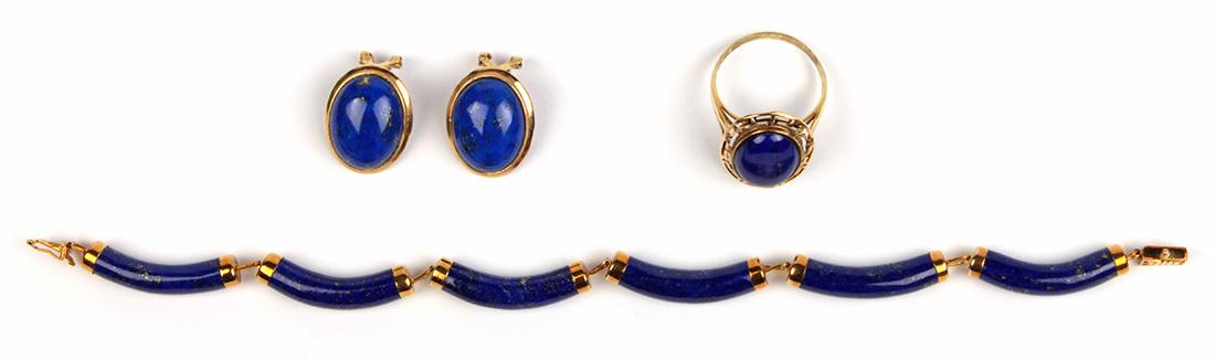 Lapis lazuli and 14k yellow gold jewelry suite (1 of 7)