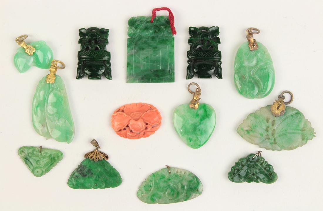 (Lot of 13) Jade and coral items (1 of 2)