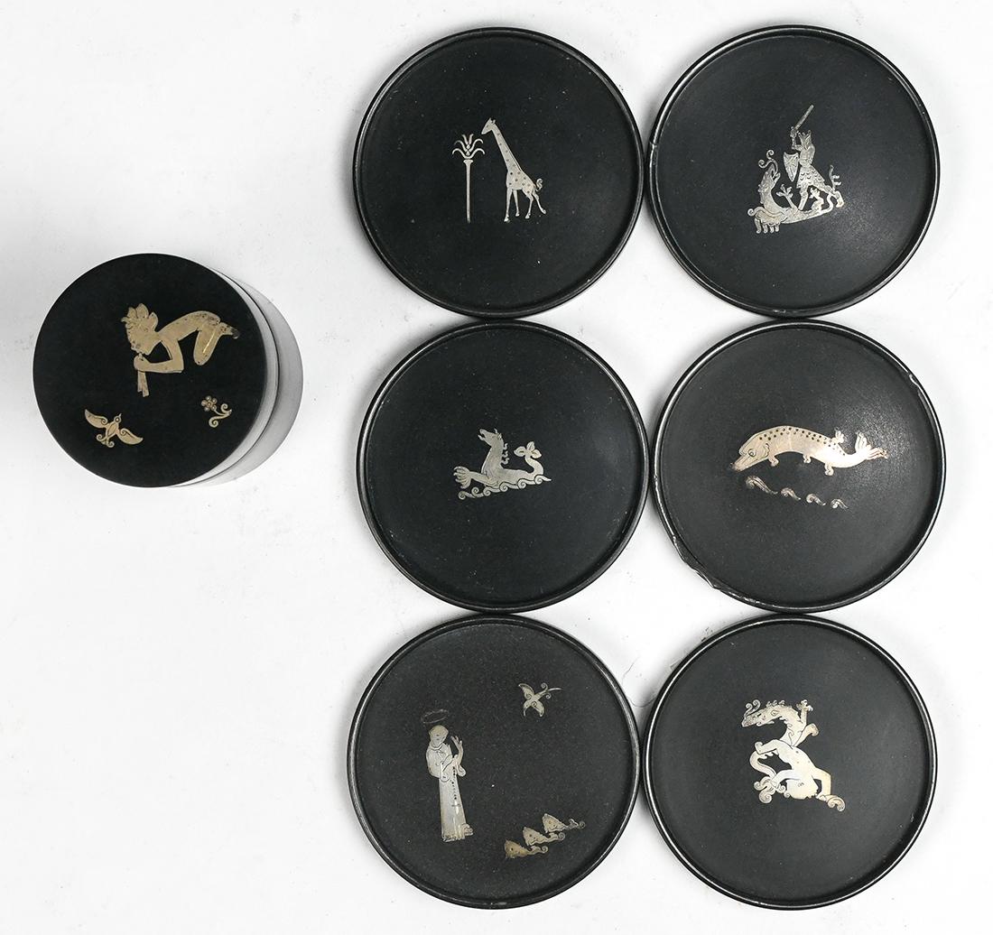 (lot of 7) Perstorp Sweden silver inlaid group, (1 of 5)