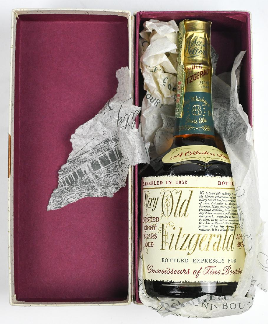 Old Fitzgerald sour mash Kentucky bonded bourbon,: Old Fitzgerald sour mash Kentucky bonded bourbon, barreled in 1952, bottled in 1960, half pint