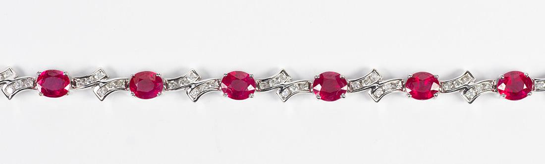 Ruby, diamond and 18k white gold bracelet (1 of 4)