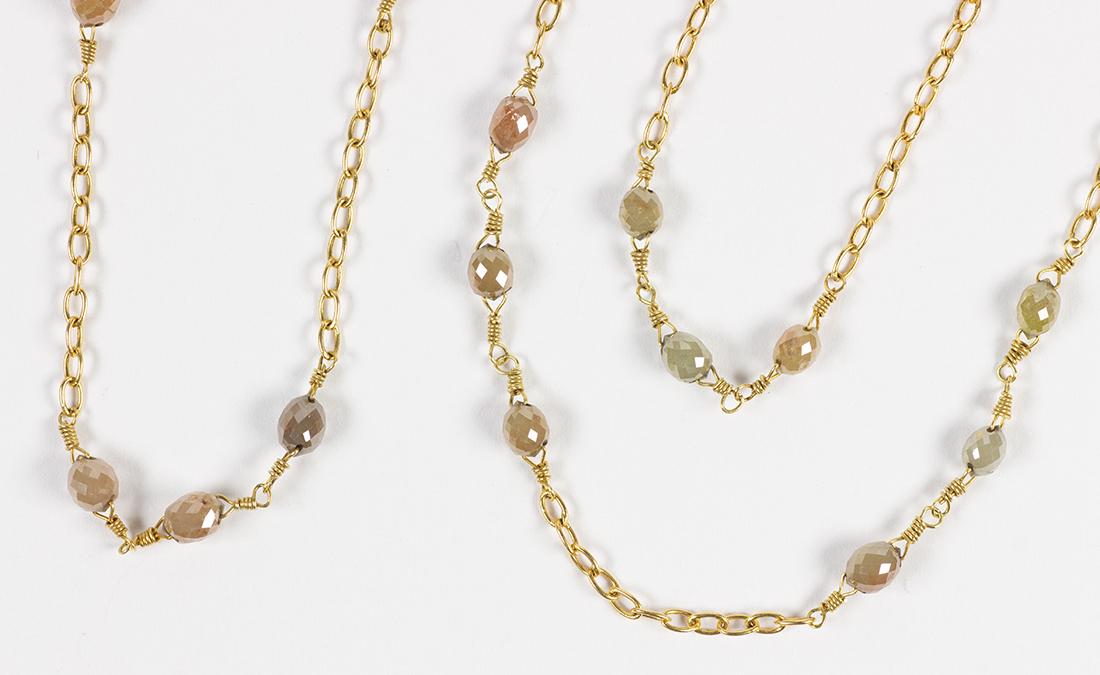 Diamond bead and 18k yellow gold necklace (1 of 2)