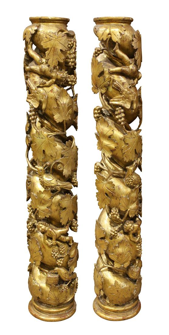 Pair of Spanish Baroque style giltwood Solomonic (1 of 7)
