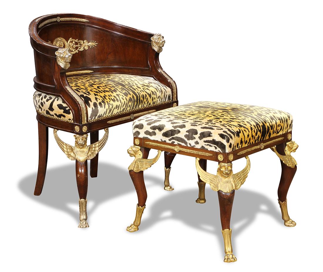 (lot of 2) French Empire style mahogany club chair (1 of 11)