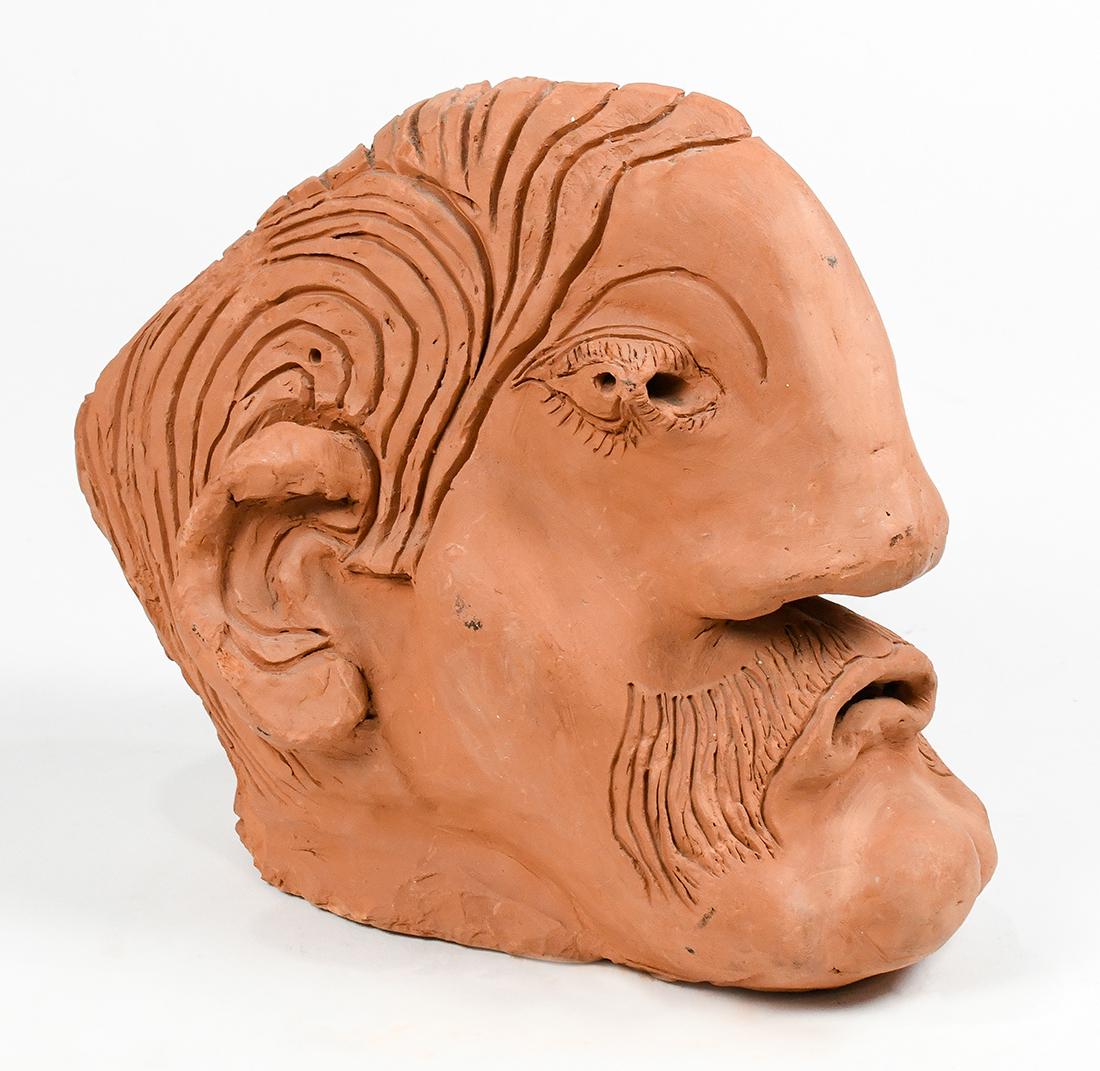 Modern terracotta abstract figural sculpture (1 of 3)