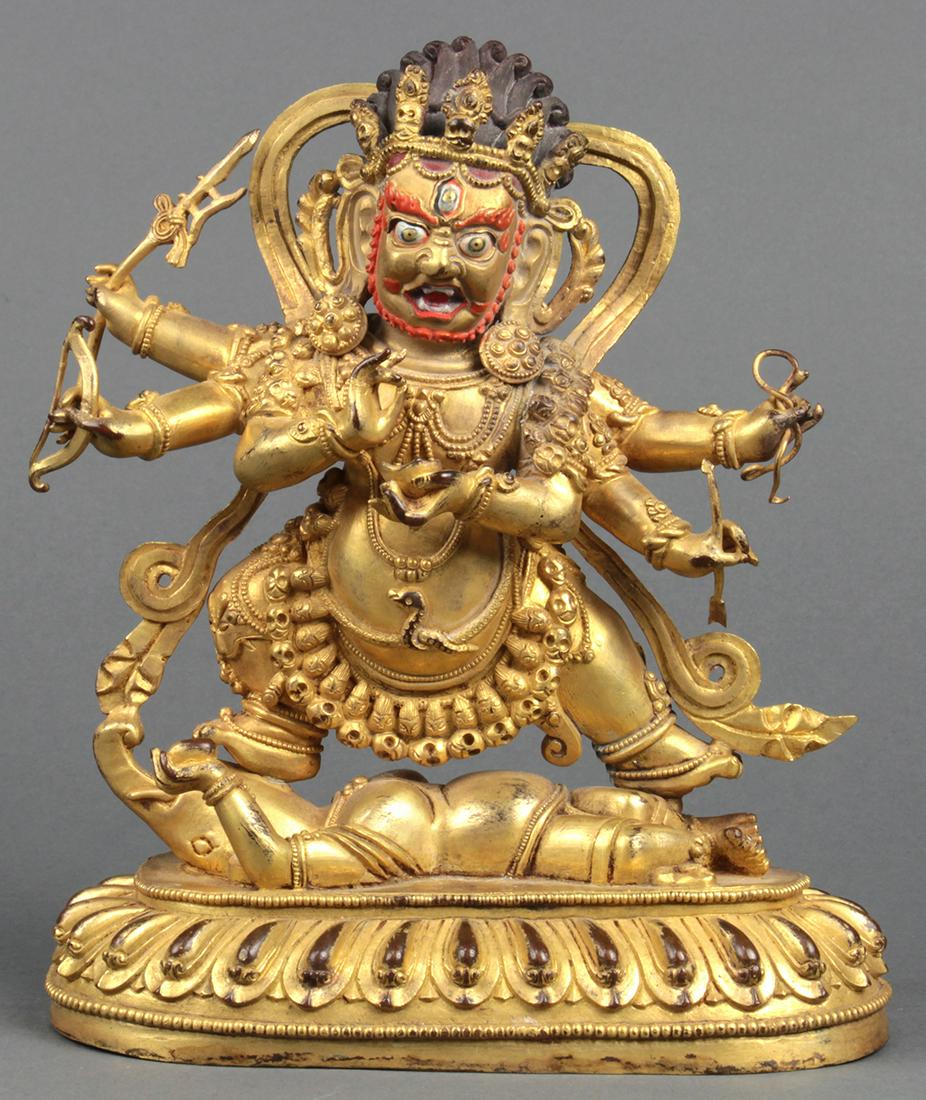 Sino-Tibetan Gilt Bronze Mahakala (1 of 5)