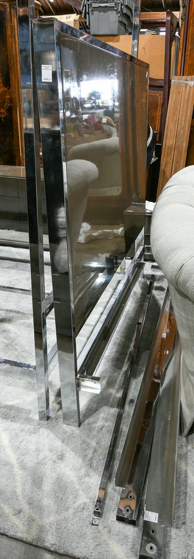 Moderne chrome and brown lacquer Queen size bed frame (1 of 1)