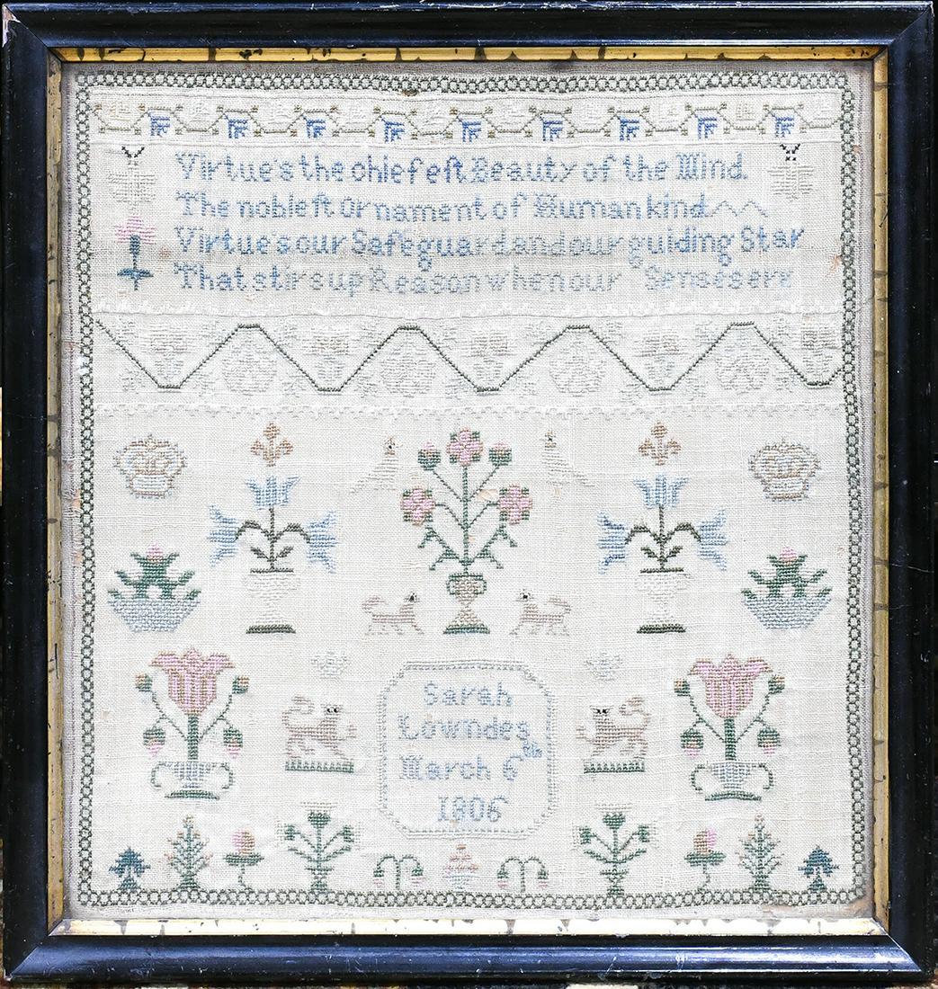Continental embroidery sampler, 19th Century, depicting (1 of 1)