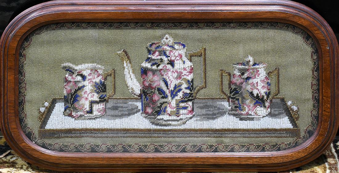 Edwardian oval serving tray, embroidered with (1 of 1)