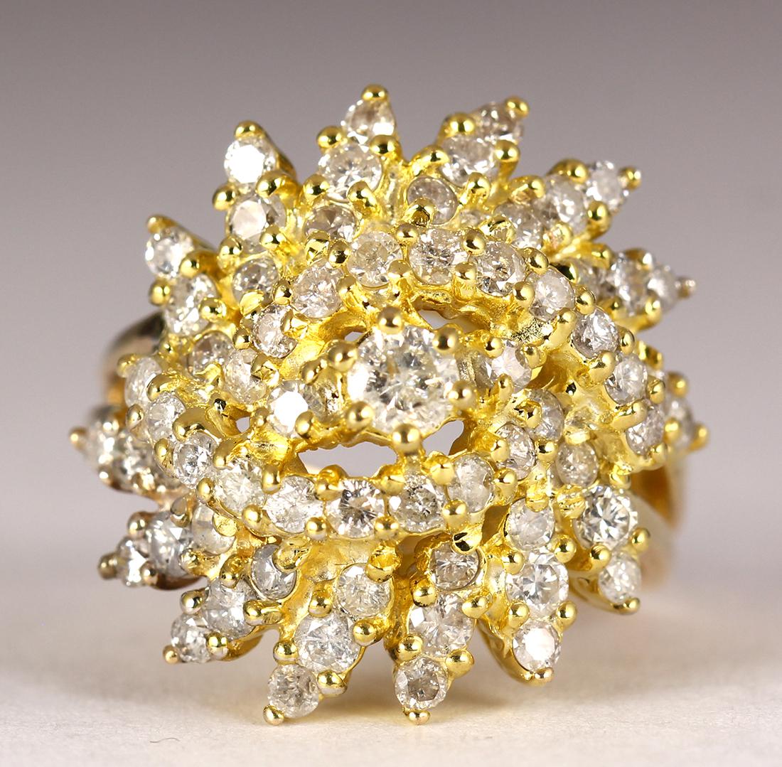 Diamond, 14k yellow gold cluster ring (1 of 4)