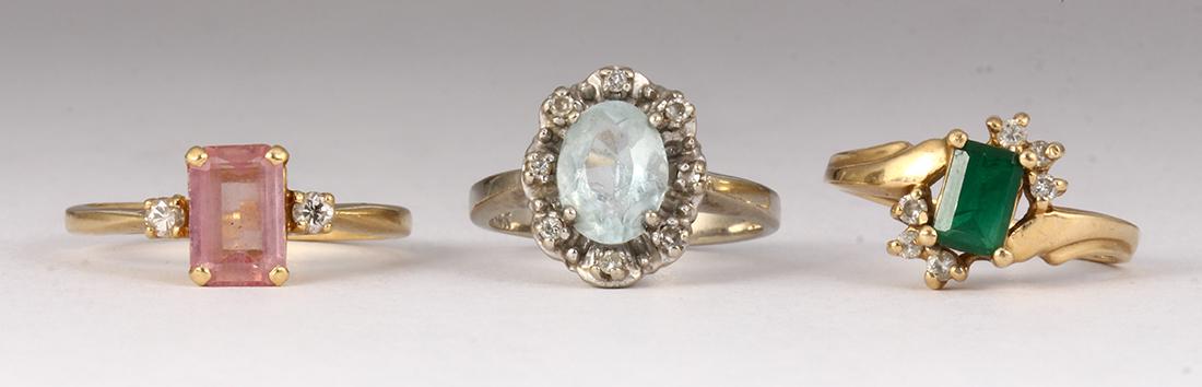 (Lot of 3) Multi-stone, diamond and gold rings (1 of 3)