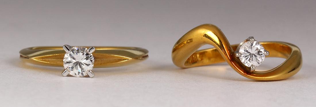 (Lot of 2) Diamond, platinum and 18k yellow gold rings (1 of 3)