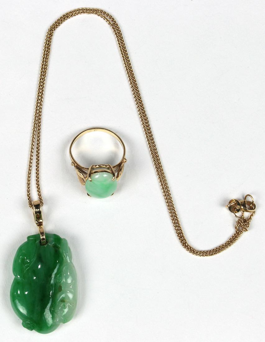 (Lot of 2) Jadeite and 14k yellow gold jewelry (1 of 3)