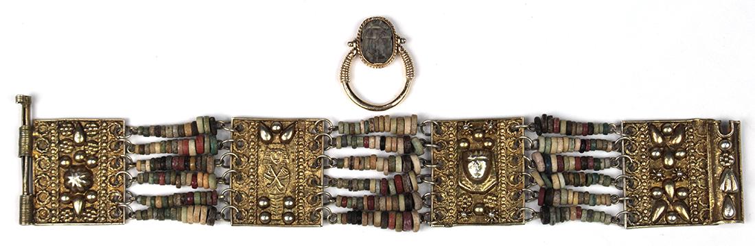 (Lot of 2) Egyptian faience, gold and silver jewelry (1 of 1)