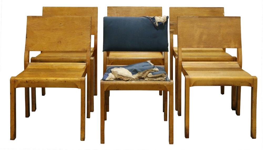 (lot of 6) Alvar Aalto for Artek bentwood side chairs: (lot of 6) Alvar Aalto for Artek bentwood side chairs, model #611, 31"h