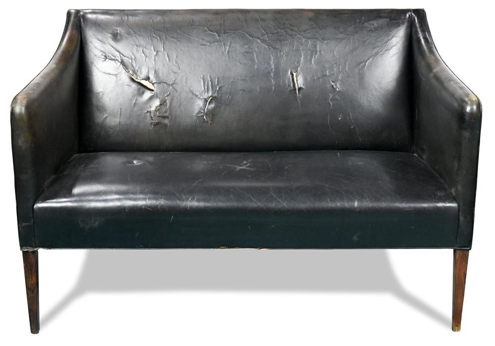 Danish Modern Jacob Kjaer Black Leather Settee Sep 15 2019