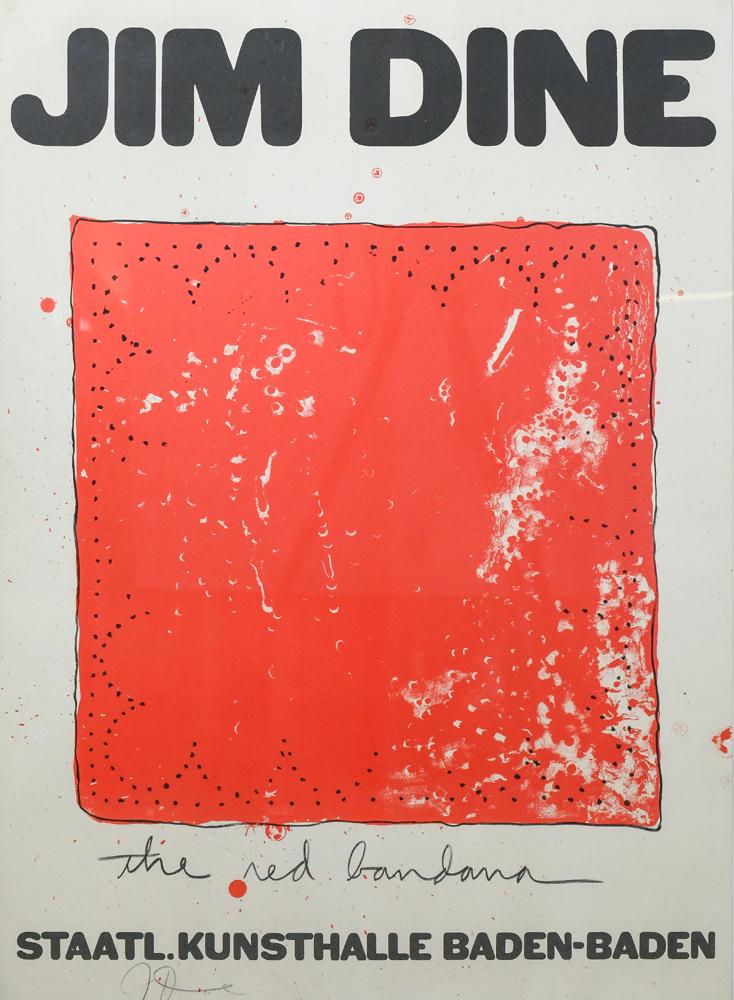 Print, Jim Dine: Jim Dine (American, b. 1935), "The Red Bandana," 1971, lithographic poster in colors, pencil signed lower left center, sheet: 30.5"h x 22.25"w, overall (with frame): 31.75"h x 23.25"w
