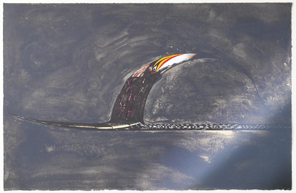 Print, Nathan Oliveira: Nathan Oliveira (American, 1928-2010) "Tamarind Site #1," 1982, lithograph in colors, pencil signed lower right, sheet: overall (with frame): 16"h x 24.5"w, overall (with frame): 24.75"h x 33"w