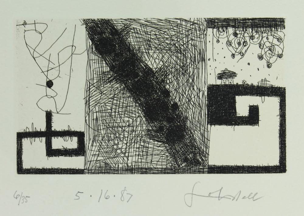 Portfolio, Frank Lobdell: (lot of 7) Frank Lobdell (American, 1921-2013), "Seven Etchings," 1988, portfolio of 7 etchings, each pencil signed, sheets (each): 10.5"h x 8.75"w, overall (with portfolio cover): 11"h x 9"w