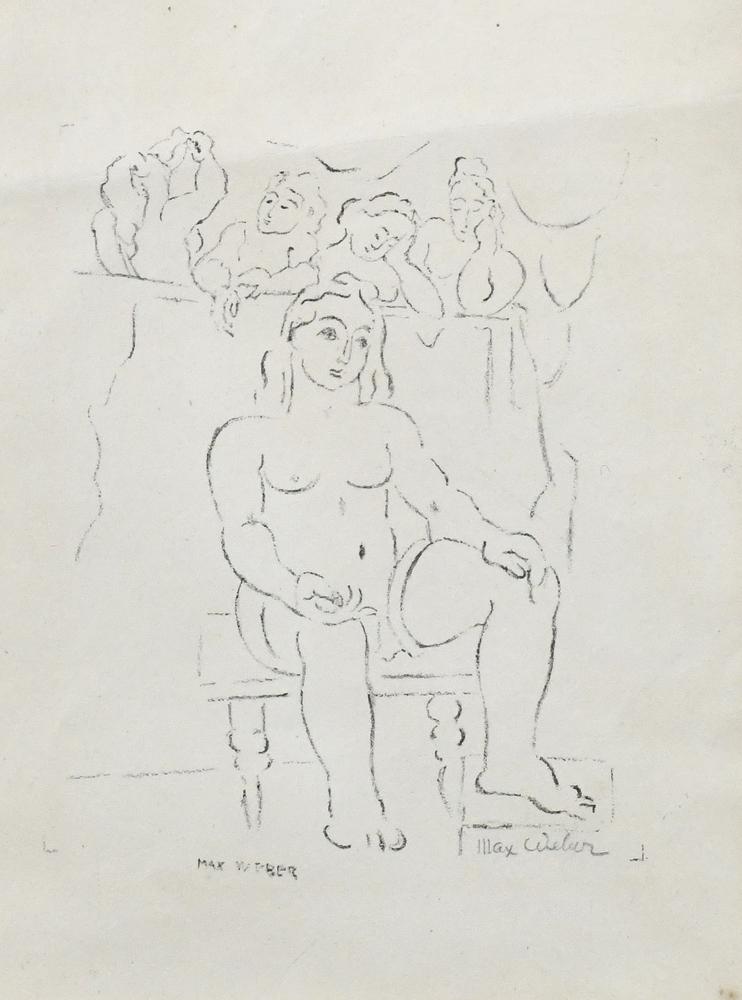 Print, Max Weber: Max Weber (Swiss, 1897-1982), "Alone," 1928, lithograph, pencil signed lower right, signed in plate lower left, from edition of 30, sight: 7.5"h x 6"w, overall (with frame): 16.5"h x 14.5"w. Provenanc