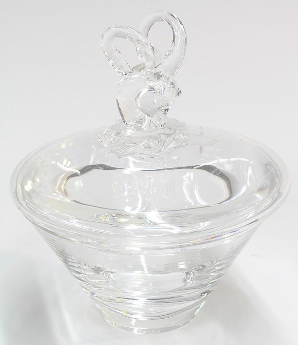 Steuben glass lidded bowl