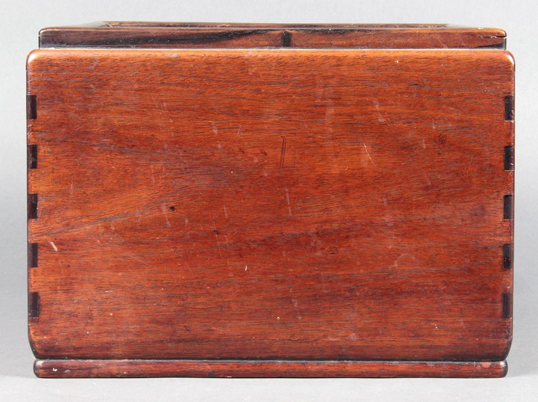 Japanese Wooden Hako-hibachi: Japanese wooden hako-hibachi (box hibachi), late 19th- early 20th century, with a copper drop-fitted insert, handle insets to either side, approx.5"h x 11.5" x 11.5"