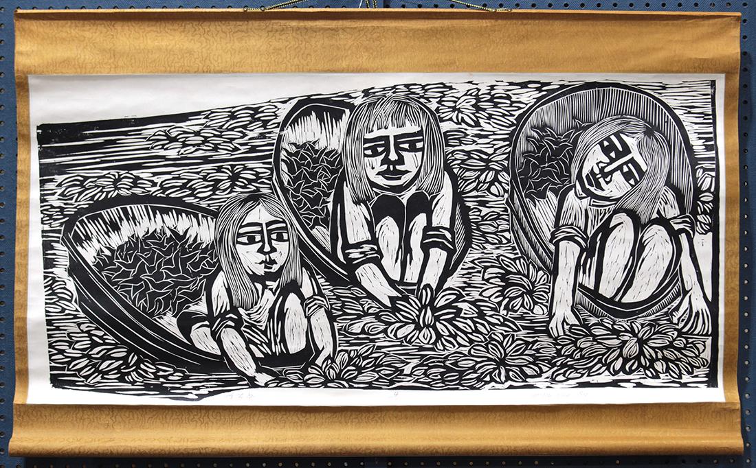 Chinese Scroll, Chu Weibor, Picking Water Caltrop (1 of 3)