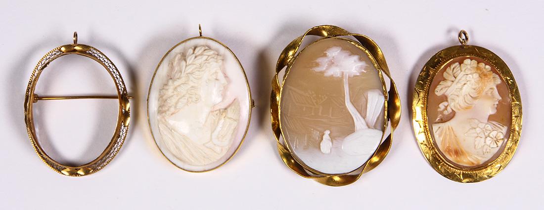 Shell cameo, yellow gold jewelry and items (1 of 2)