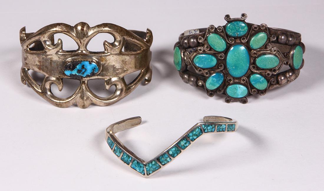 Native American turquoise, silver bracelets (1 of 3)