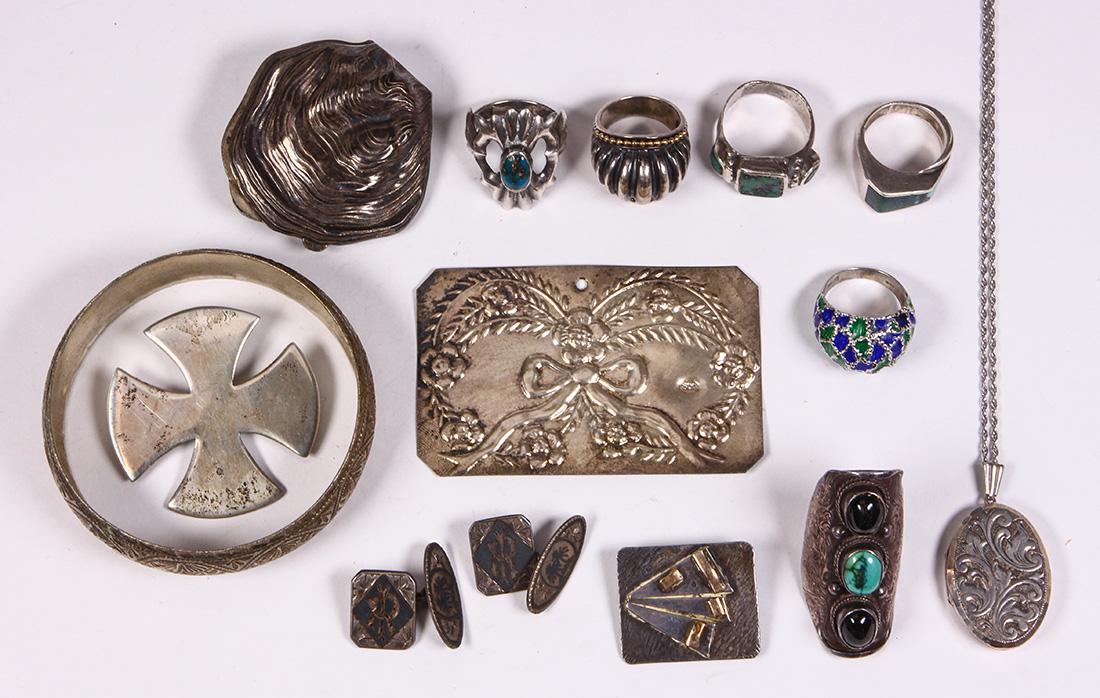 Collection of enamel, multi-stone, sterling silver, (1 of 3)