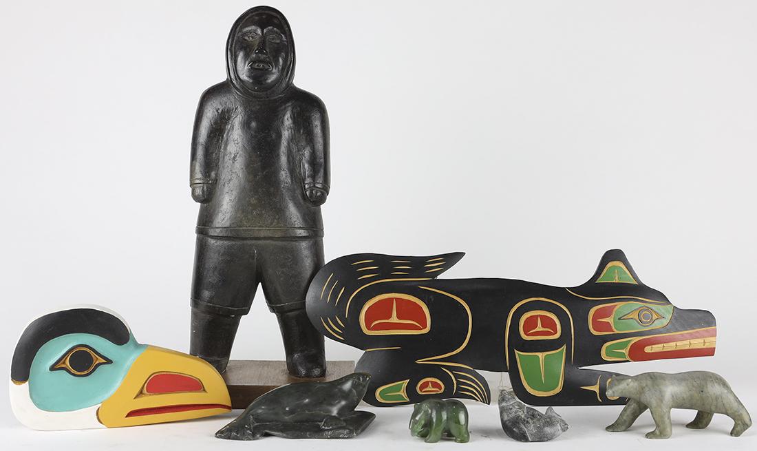 Pacific Northwest Coast tribal art group, conisting of (1 of 5)