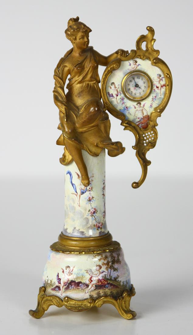 Viennese enamel and bronze ormolu diminutive figural (1 of 2)