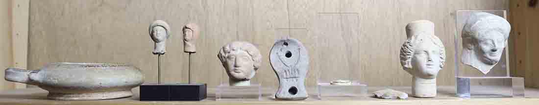 One shelf of Mediterranean pottery, some ancient, (1 of 1)