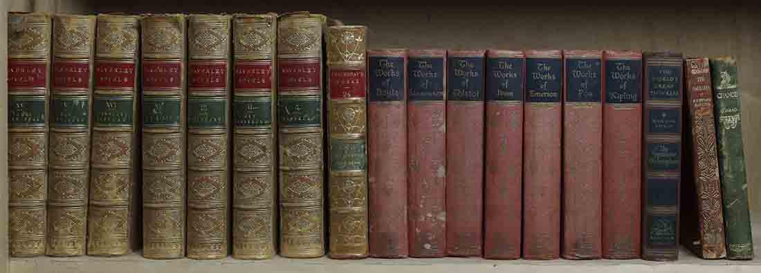 One shelf of leather and cloth bound books including a (1 of 1)