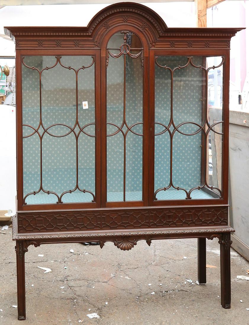 Chippendale style mahogany cabinet, having a rounded (1 of 3)