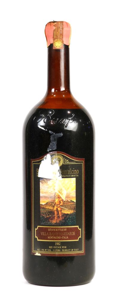 (lot of 4) Italian and French wine group: (lot of 4) Italian and French wine group, each in a fitted case, consisting of a 1982 Banfi Montalcino 5L, a 1998 Schidione Jacopo Biondi Santi, 1.5L, a Castello D'Albola Chianti Classico 3L, and a 20