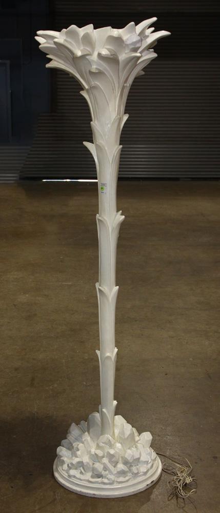 Modern floor lamp: Modern floor lamp, attributed to Serge Roche, having a stylized floral standard, terminating at the circular base, 71"h Provenance: The Estate of Robin Leach, proceeds to benefit charities including t