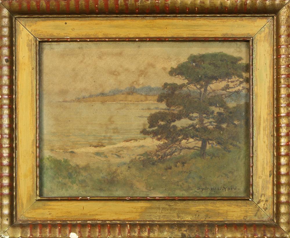 Watercolor, Sydney Janis Yard: Sydney Janis Yard (American, 1855-1909), Monterey, watercolor, signed lower right, sight: 5.5"h x 7.5"w, overall (with frame): 8.75"h x 10.75"w