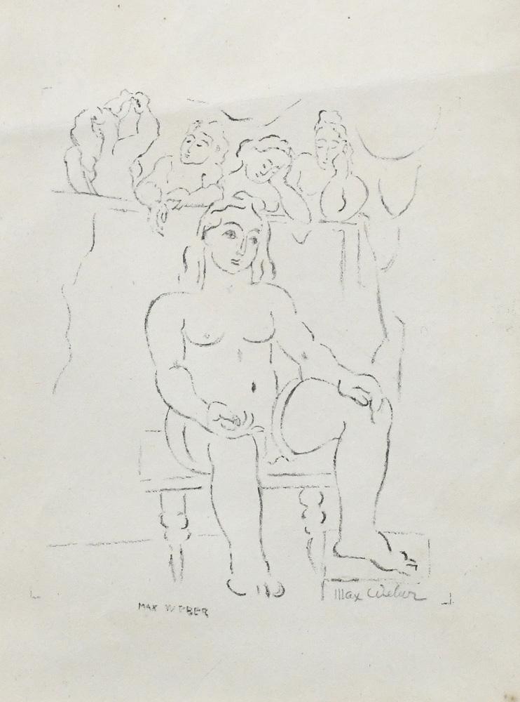 Print, Max Weber: Max Weber (Swiss, 1897-1982), "Alone," 1928, lithograph, pencil signed lower right, signed in plate lower left, from edition of 30, sight: 7.5"h x 6"w, overall (with frame): 16.5"h x 14.5"w. Provenanc