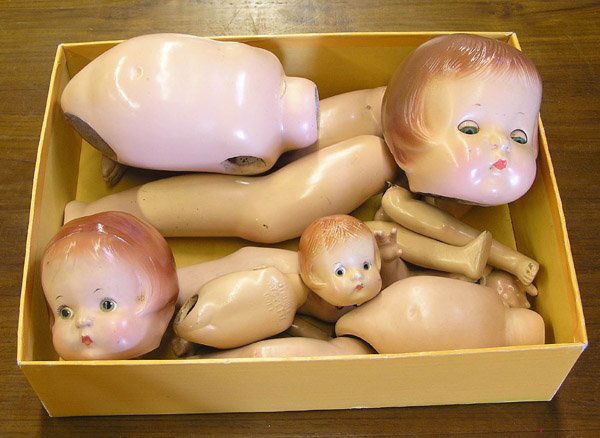 EffanBee ''Patsyette'' doll: EffanBee ''Patsyette'' doll, ''Patsy-Ann'' doll, and a ''Patsy'' doll (missing arm), all disassembled,