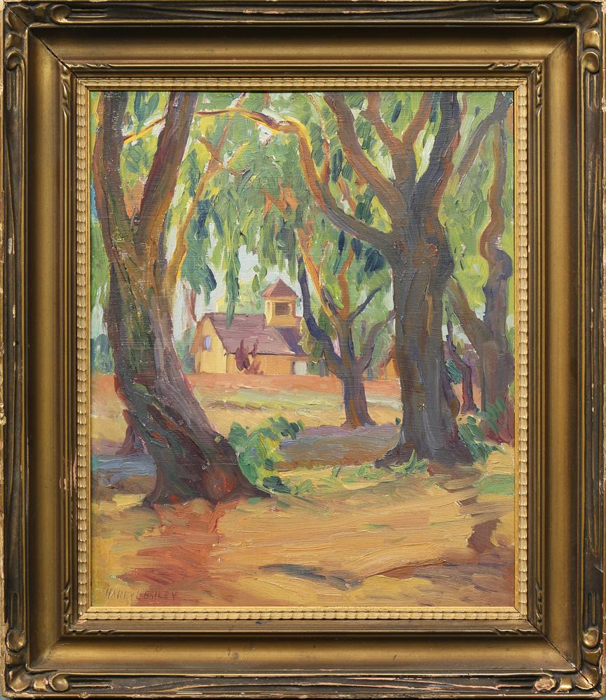 Painting, Harry Lewis Bailey: Harry Lewis Bailey (American, 1879-1933), Old School House, oil on board, signed lower left, overall (with frame): 18.75"h x 16"w. Provenance: Estate of Edan Milton Hughes (San Francisco, CA)