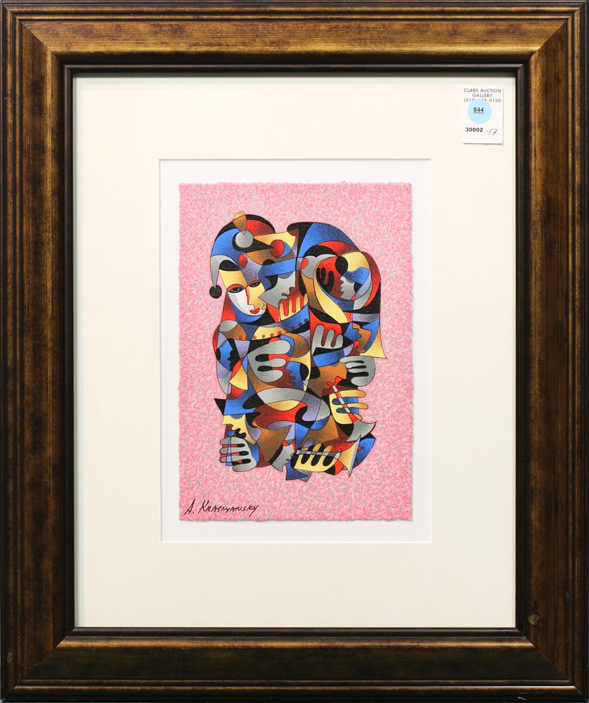 Print,Anatol Krasnyansky: Anatol Krasnyansky (Russian, b.1930), "Harps and Horns," serigraph, signed lower left, overall (with frame): 21.5"h x 18.5"w